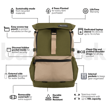 Recycled Travel Backpack x 2 - Couples Combo