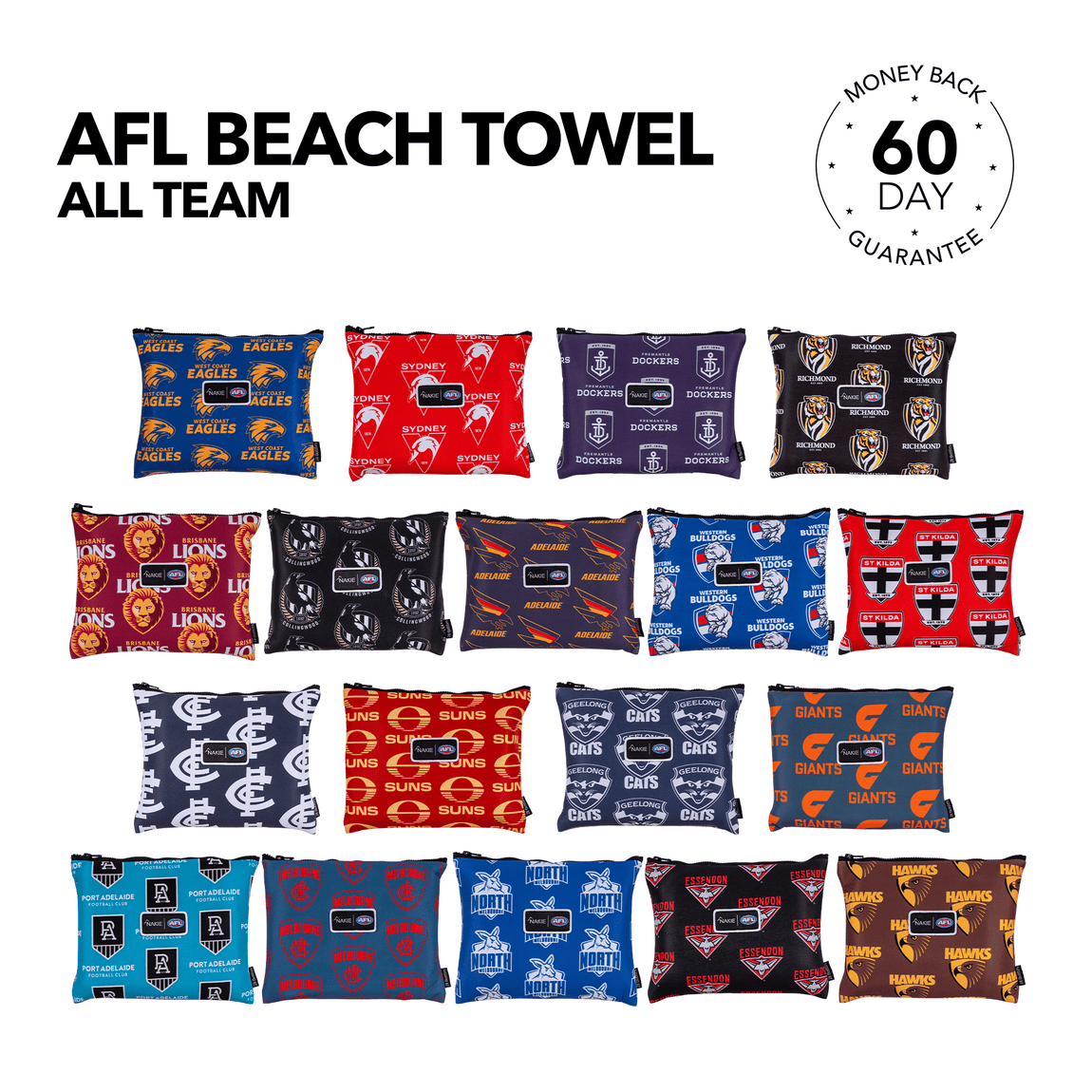 AFL Recycled Sand Free Beach Towel - All Teams