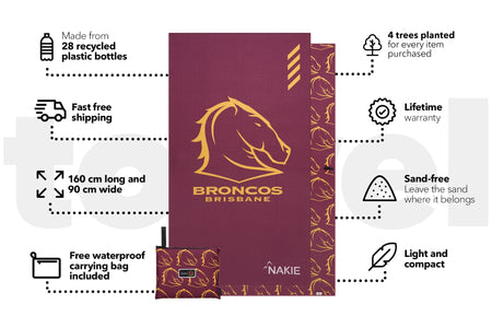 Broncos - NRL Recycled Sand Free Beach Towel