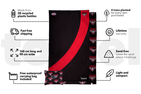 Essendon Bombers - AFL Recycled Sand Free Beach Towel