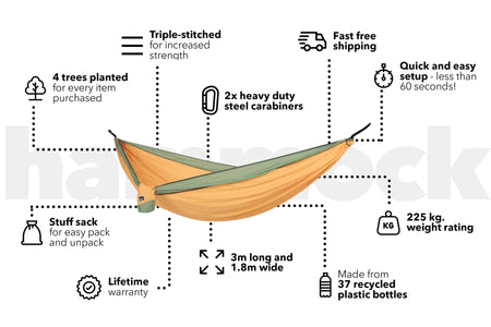 Golden Mango - Recycled Hammock with Straps