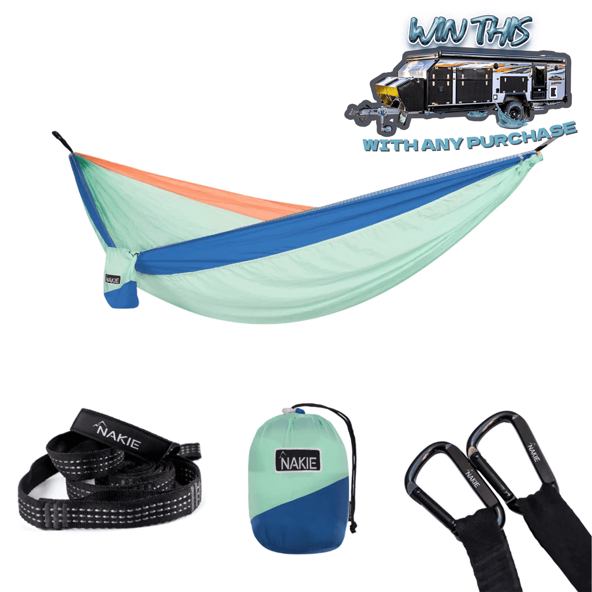 Sky Blue - Recycled Hammock with Straps