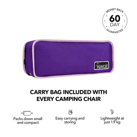 Mulberry Purple carry bag included with every camping chair