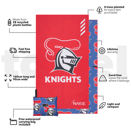 Knights - NRL Recycled Sand Free Beach Towel