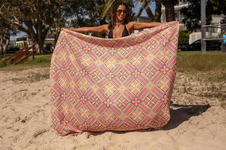 XL Rosy Tides - Recycled Sand Free Beach Towel Double