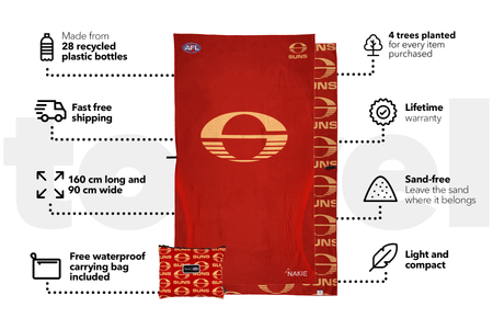 Gold Coast SUNS - AFL Recycled Sand Free Beach Towel