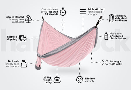 Pastel Pink - Recycled Hammock and Straps