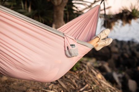 Pastel Pink Recycled Double Hammock with Straps - Nakie